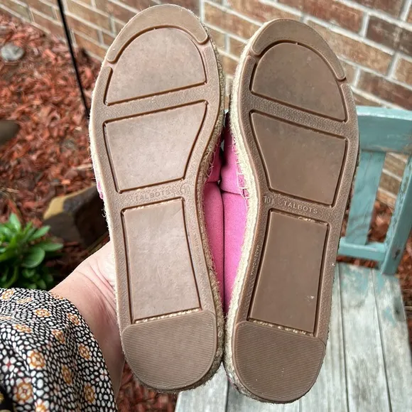 TALBOTS Ladies 10M Izzy Pink Espadrille Shoes~Slip ons with Bow Detail