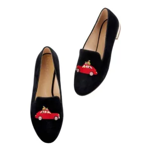 Talbots NWOT Ryan Embroidered Suede Loafers 9 - Christmas, Holiday, Black