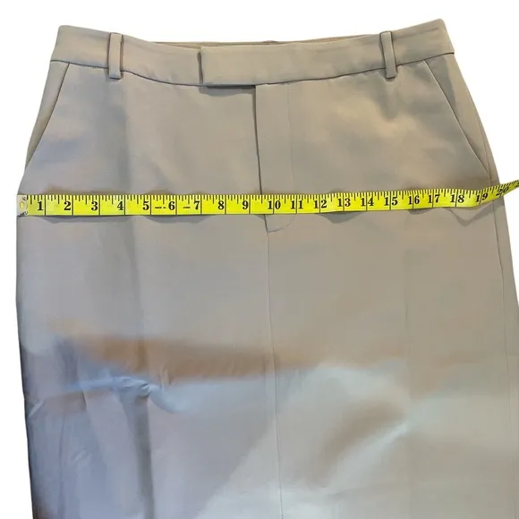 Tan, Khaki high waisted tailored skirt, front slit, Midi skirt, size 10,New