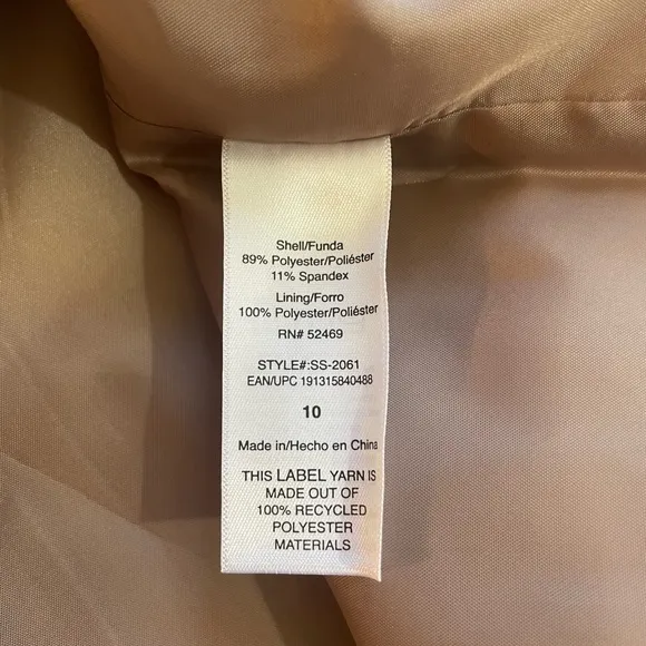Tan, Khaki high waisted tailored skirt, front slit, Midi skirt, size 10,New
