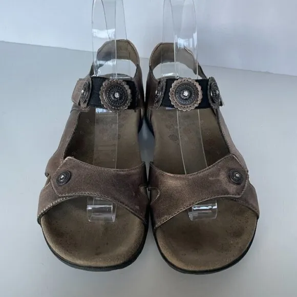 Taos Adjustable Strap Leather Sandals Bronze Brown 7
