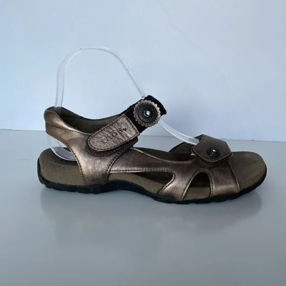 Taos Adjustable Strap Leather Sandals Bronze Brown 7
