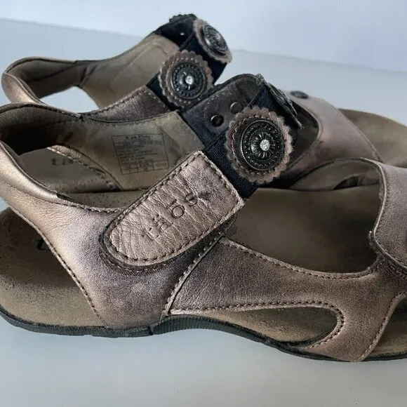 Taos Adjustable Strap Leather Sandals Bronze Brown 7