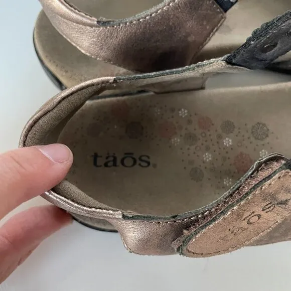 Taos Adjustable Strap Leather Sandals Bronze Brown 7