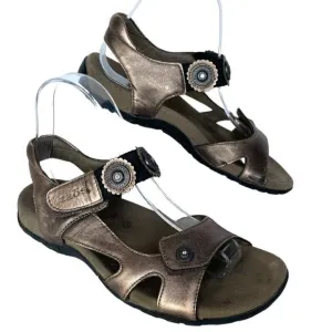 Taos Adjustable Strap Leather Sandals Bronze Brown 7