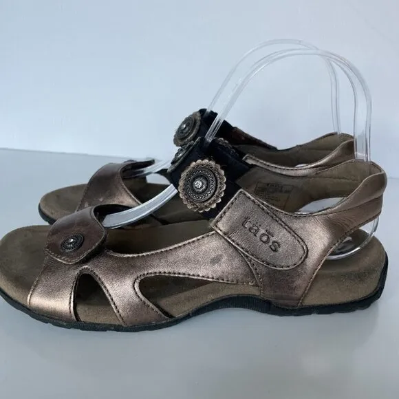 Taos Adjustable Strap Leather Sandals Bronze Brown 7