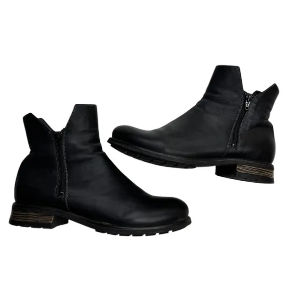 Taos Boots Zip It Leather Black Zip Up Casual Classic Ankle Shoes