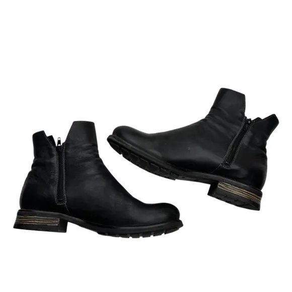 Taos Boots Zip It Leather Black Zip Up Casual Classic Ankle Shoes