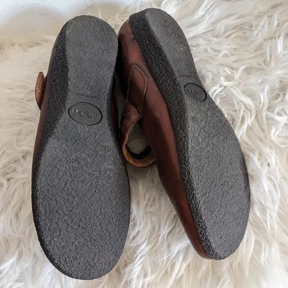 Taos Mary Jane Strapeze Leather Ballet Flat Loafers - Cognac 37