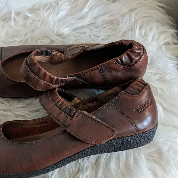 Taos Mary Jane Strapeze Leather Ballet Flat Loafers - Cognac 37