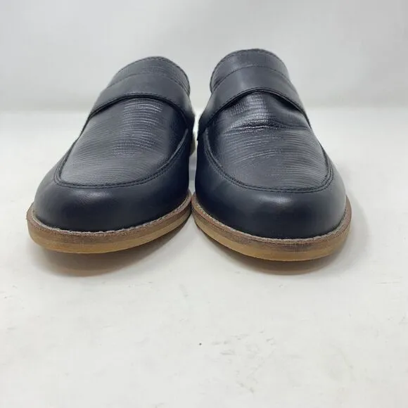 Taos Women's Size 9 Royal Black Snake Embossed Leather Slip On Mules Flats