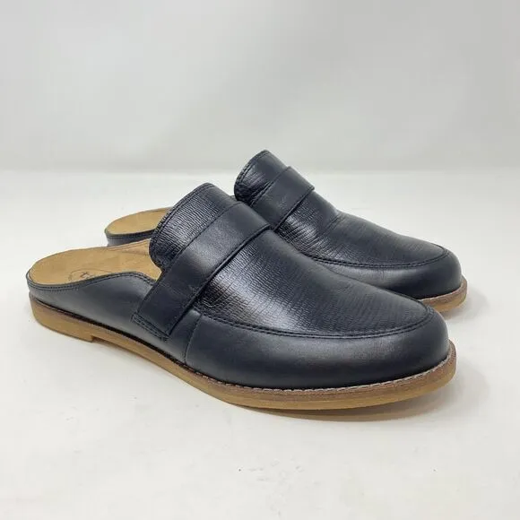Taos Women's Size 9 Royal Black Snake Embossed Leather Slip On Mules Flats