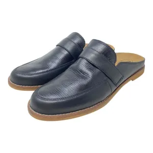 Taos Women's Size 9 Royal Black Snake Embossed Leather Slip On Mules Flats