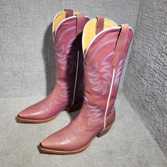 Tecovas The Annie Women's Size 6 US Pink Cowhide Pull on Western Boots 47657
