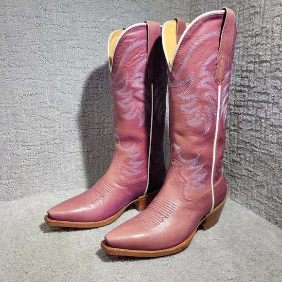 Tecovas The Annie Women's Size 6 US Pink Cowhide Pull on Western Boots 47657