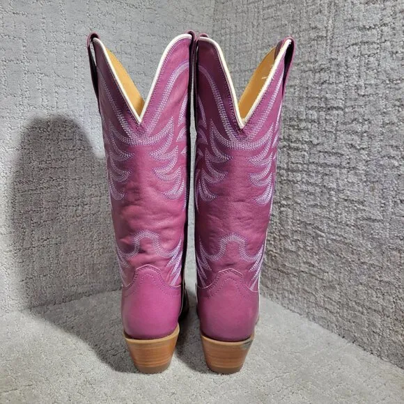 Tecovas The Annie Women's Size 6 US Pink Cowhide Pull on Western Boots 47657