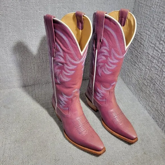 Tecovas The Annie Women's Size 6 US Pink Cowhide Pull on Western Boots 47657