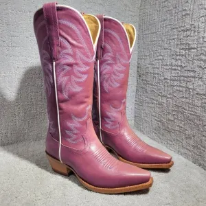 Tecovas The Annie Women's Size 6 US Pink Cowhide Pull on Western Boots 47657