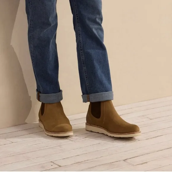 Tecovas The Luke Chelsea Pull On Boots Sawdust Roughout Rugged Vibram Mens 7 D