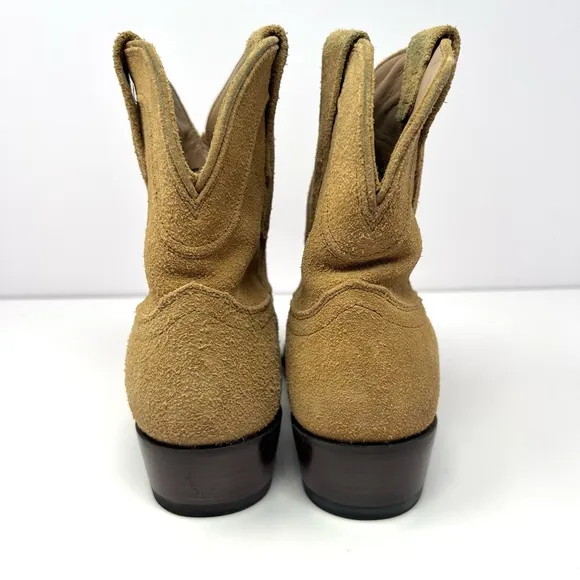 TECOVAS Women’s The Lucy Pull On Cowboy Ankle Boots Sz 7.5 B Tan Sand Suede GUC