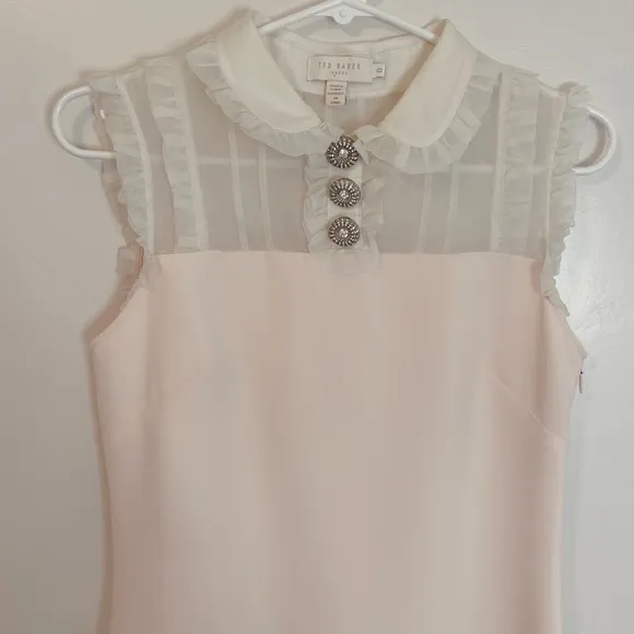 Ted Baker Kyilee Frill Detail Tunic Dress, Pale Pink