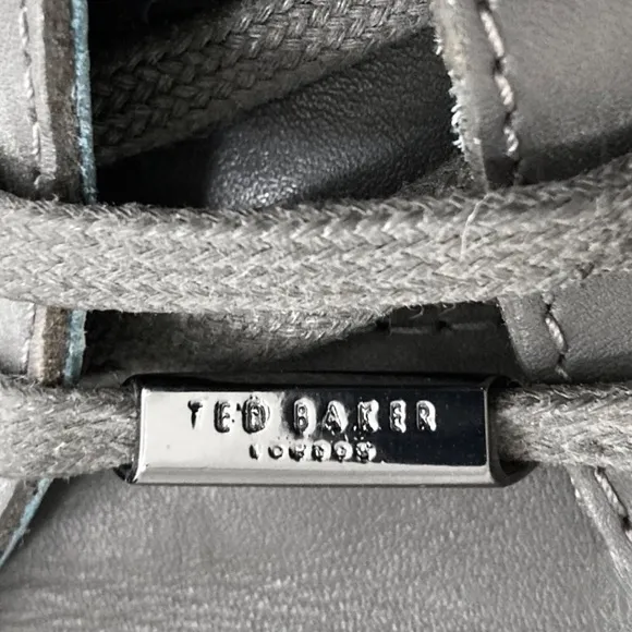 TED BAKER LONDON THAWNE Dark Grey Leather Trainers Sneakers