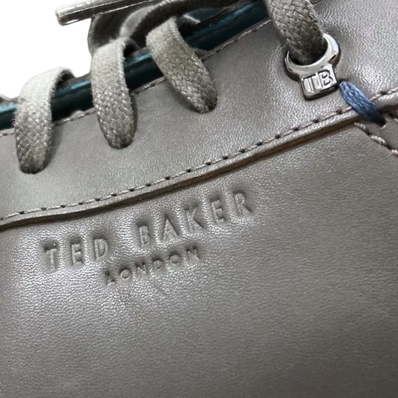 TED BAKER LONDON THAWNE Dark Grey Leather Trainers Sneakers