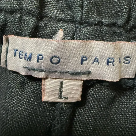 TEMPO PARIS BLACK LINEN Midi Bubble SKIRT, size L