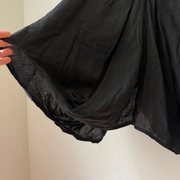 TEMPO PARIS BLACK LINEN Midi Bubble SKIRT, size L