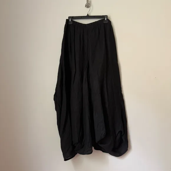 TEMPO PARIS BLACK LINEN Midi Bubble SKIRT, size L