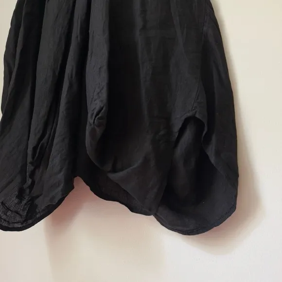 TEMPO PARIS BLACK LINEN Midi Bubble SKIRT, size L