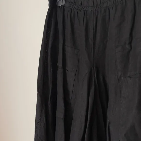 TEMPO PARIS BLACK LINEN Midi Bubble SKIRT, size L
