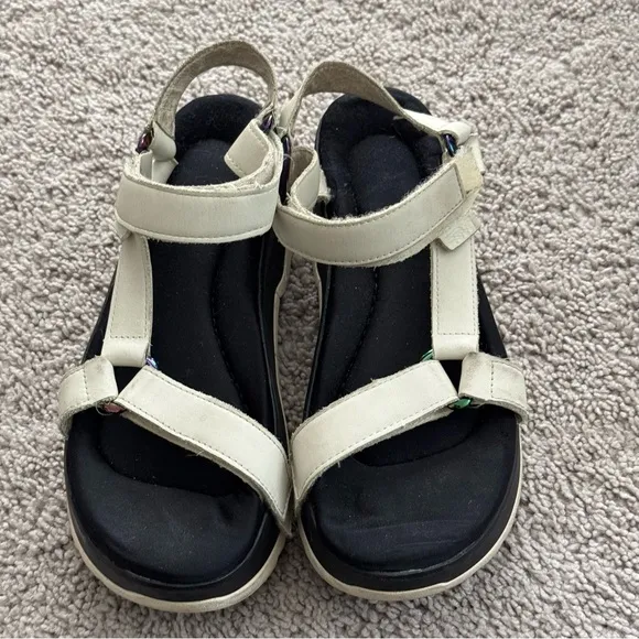 TEVA Leather Platform Sandals Size 8 Zamora Universal Adjustable Open Toe