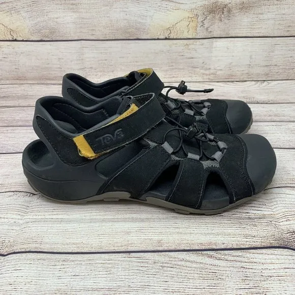 Teva Mens Flintwood 1118941 Black Hiking Sandals Adjustable Strap Size 9