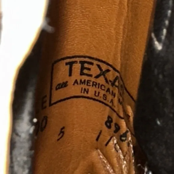 TEXAS ALL AMERICAN MADE LEATHER BOOTS BLACK RED Stitching/Piping SIZE 6.5