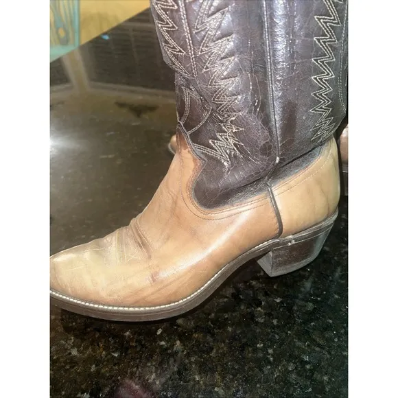 Texas All American Made Men's Cowboy Boots Sz 9.5D Brown Pointed Toe Western