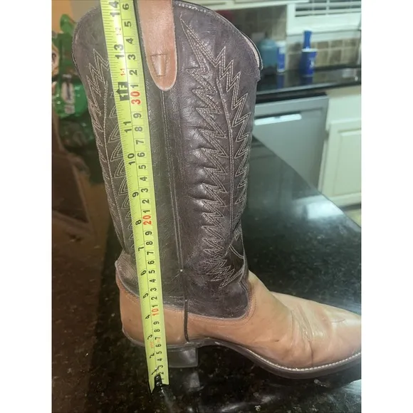 Texas All American Made Men's Cowboy Boots Sz 9.5D Brown Pointed Toe Western