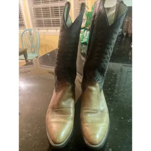 Texas All American Made Men's Cowboy Boots Sz 9.5D Brown Pointed Toe Western