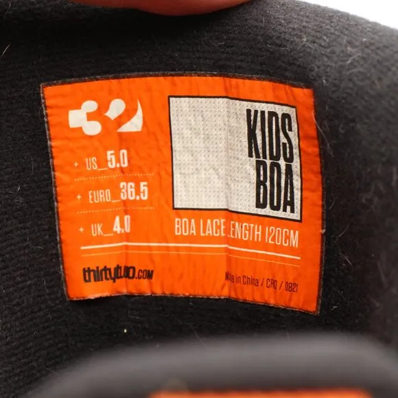ThirtyTwo Kids BOA Youth Size 5 Snowboard Boots, Black/Orange