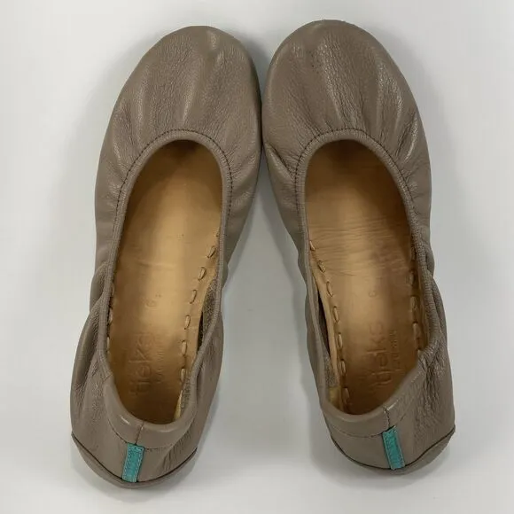 Tieks By Gavrieli Ballet Flats Womens 6 Taupe Leather Slip On Shoes Round Toe