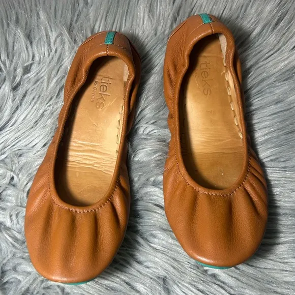 Tieks by Gavrieli Chestnut Leather Slip On Ballet Flats Size