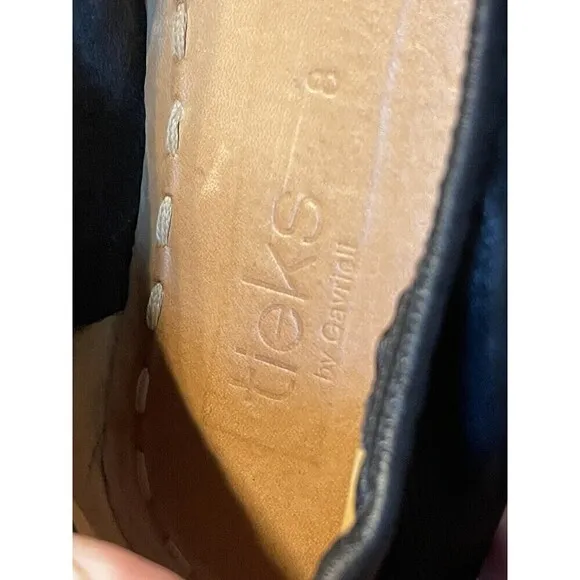 Tieks by Gavrieli Women's Sz US 8 Black Leather Slip On Ballet Flats Teal Stripe