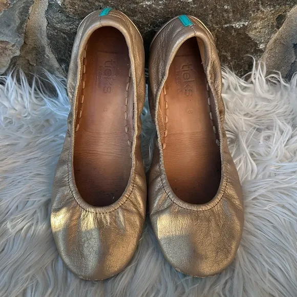 Tieks Metallic Gold Leather Slip On Comfort Ballet Flats Size 8