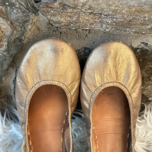 Tieks Metallic Gold Leather Slip On Comfort Ballet Flats Size 8