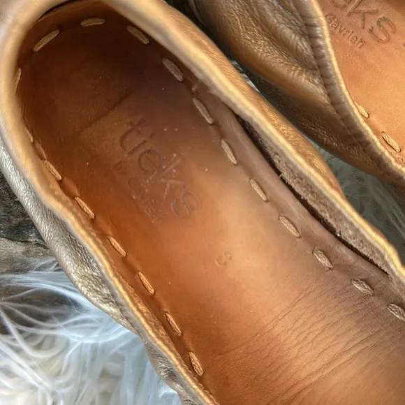 Tieks Metallic Gold Leather Slip On Comfort Ballet Flats Size 8