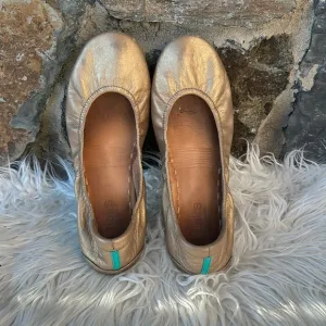Tieks Metallic Gold Leather Slip On Comfort Ballet Flats Size 8