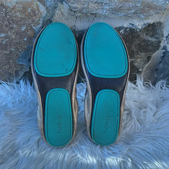 Tieks Metallic Gold Leather Slip On Comfort Ballet Flats Size 8