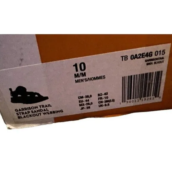 Timberland Black Garrison Trail Strap Sandals A2E4G Mens 10 New Fast Shipping
