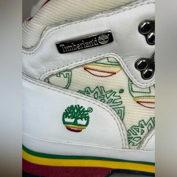 TIMBERLAND Jamaica Bob Marley Boot White/Red/Green Euro‎ Hiker Men's Size 8 Rare