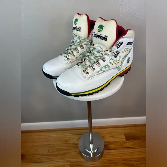 TIMBERLAND Jamaica Bob Marley Boot White/Red/Green Euro‎ Hiker Men's Size 8 Rare